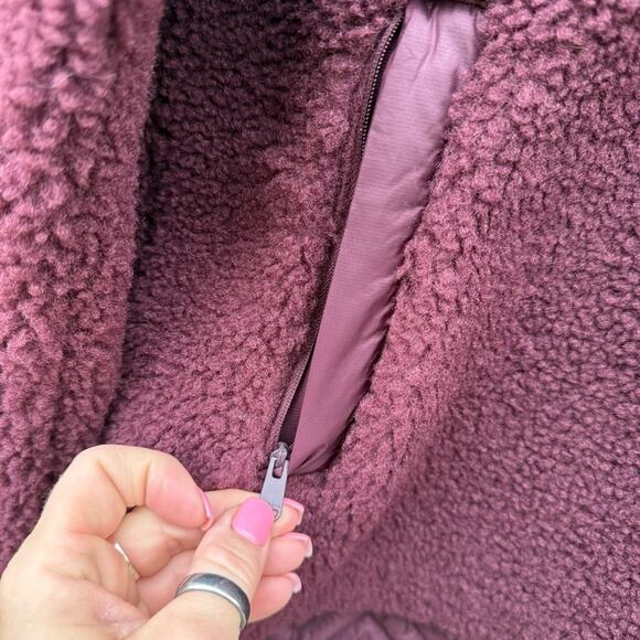 ATHLETA Cozy Sherpa Snap Sweatshirt Spiced Cabernet Plum Purple SMALL - Picture 3 of 9
